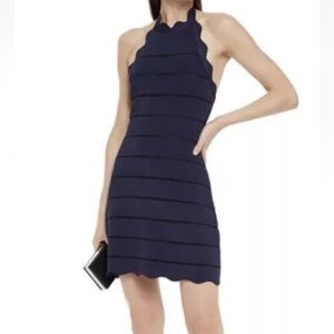 New with tags Herve Lerger bandage dress; halter and scallops.